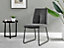 Set of 2 Halle Chic Dark grey Deep Padded Soft And Durable Stitched Fabric Black Powder Coated Metal Leg Dining Chairs