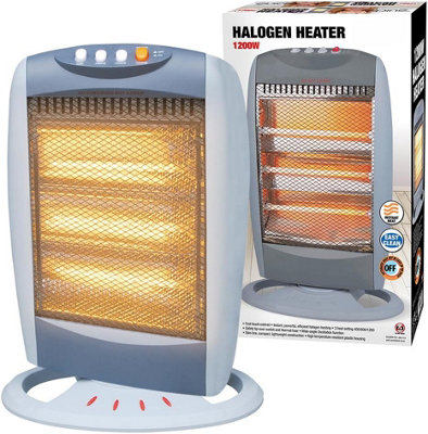 Set Of 2 Halogen Heaters Instant Heat 3 Settings Warm Oscillating Function 1200W