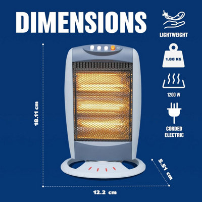 Set Of 2 Halogen Heaters Instant Heat 3 Settings Warm Oscillating Function 1200W