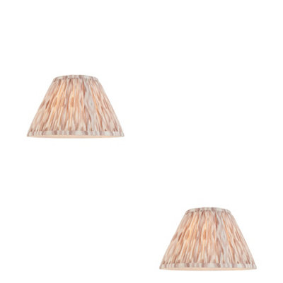 Set of 2 Handcrafted 30cm Tapered Cylinder Lamp Shades with Elegant Neutral Fabric Design