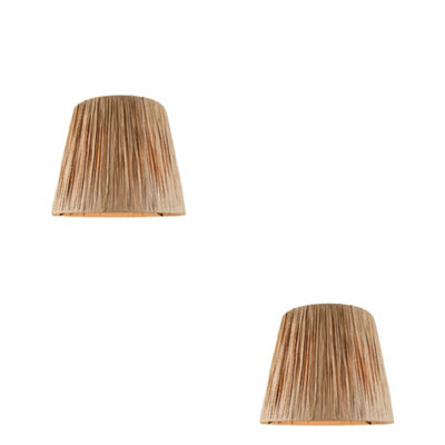 Set of 2 Handcrafted 32cm Raffia Lamp Shades for Elegant Home Lighting