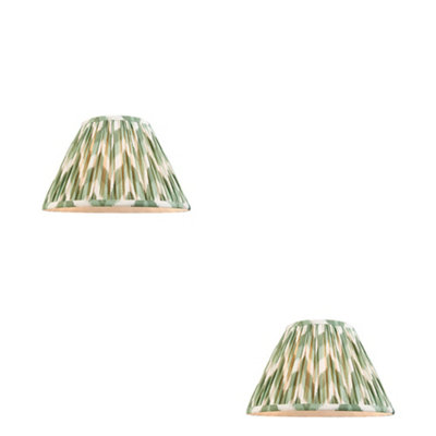 Set of 2 Handcrafted Cotswold Green Tapered Lamp Shades with Elegant Pleated Design