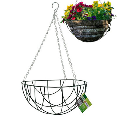 Set Of 2 Hanging Basket 14 Inch Flower Plant Metal Planter Flowerpot Decoration Garden