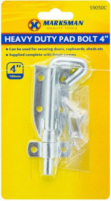 Set Of 2 Heavy Duty Pad Bolt Lock Garden Shed Gate Door With Screws Steel Security 4 Inch