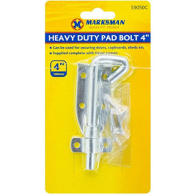 Set Of 2 Heavy Duty Pad Bolt Lock Garden Shed Gate Door With Screws Steel Security 4 Inch