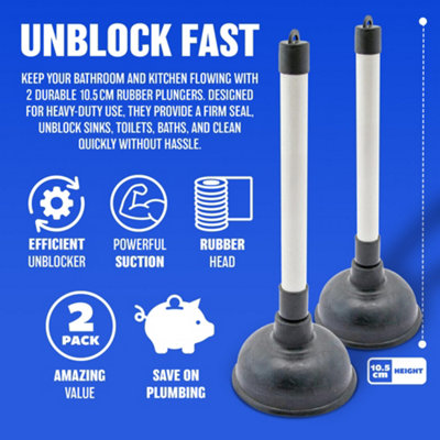 Shower Plunger – Heavy Duty Unblocker Tool | Sink Toilet Drain
