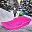 Set Of 2 Heavy Duty Snow Sledge Toboggan Sleigh Sled Rope Plastic Adults Ski Board Pink And Blue