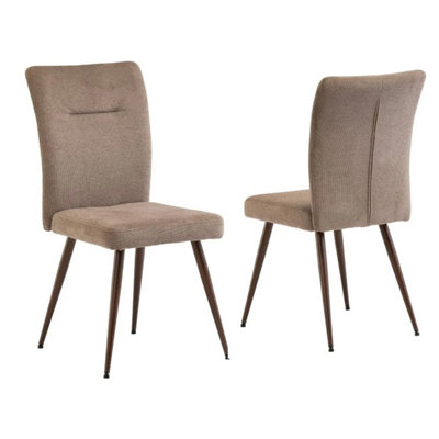 Set of 2 Hera Dining Chairs Mocha With Brushed Brass Legs