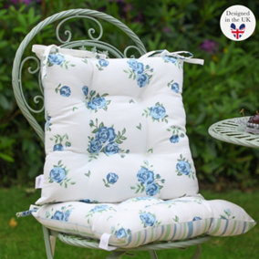 Set of 2 Heritage Bloom Garden Seat Pads with Ties 40cm L x 40cm W