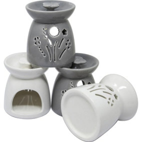 Set Of 2 Home Ceramic Oil Burner Melts Tea Light Candle Gift Aroma Flower 9cm