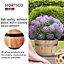 Set of 2 HORTICO Birch Hardwood Round Wooden Half Barrel Planter for Garden, Outdoor Plant Pot Made in the UK D50 H30 cm, 58.9L