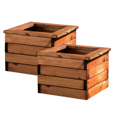 View of Set of 2 HORTICO™ Wooden Planter, 41cm Square Planter Box, Made in the ...