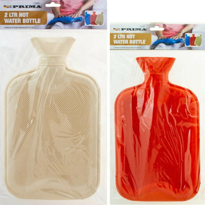 Set Of 2 Hot Water Bottle Pain Relief Natural Rubber Heat Therapy 2L