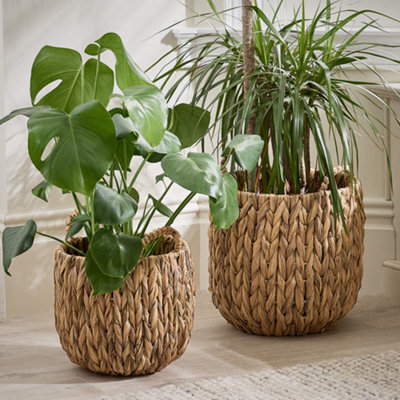 Set of 2 Hyacinth Indoor Outdoor Flower Pot Garden Planters