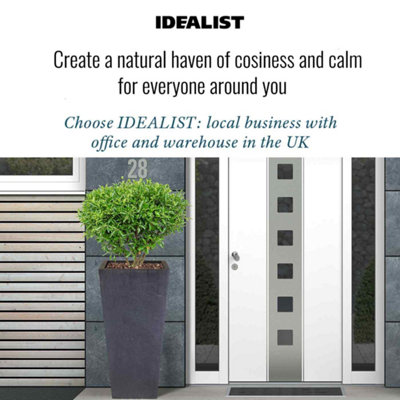 Set of 2 IDEALIST™ 89cm Tall Planter, Dark Grey Reinforced Stone Tapered Planter, Large Outdoor Plant Pots L43 W43 H89 cm, 127L