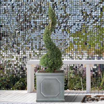 Set of 2 IDEALIST Chelsea Flower Box Square Garden Planters, Faux Lead Grey Outdoor Large Pots W45 H45 L45 cm, 91L