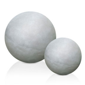 Set of 2 IDEALIST Concrete Effect Light Grey Outdoor Garden Decorative Balls: D22 H20 cm + D30 H28 cm