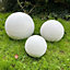 Set of 2 IDEALIST Concrete Effect White Washed Outdoor Garden Decorative Balls: D22 H20 cm + D30 H28 cm
