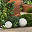 Set of 2 IDEALIST Concrete Effect White Washed Outdoor Garden Decorative Balls: D22 H20 cm + D30 H28 cm