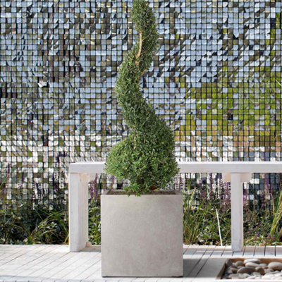 Set of 2 IDEALIST Contemporary Flower Box Square Garden Planters, Grey Light Concrete Outdoor Large Pots H40 L40 W40 cm, 65L