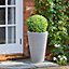 Set of 2 IDEALIST Contemporary Stone Grey Light Concrete Round Garden Tall Planters, Outdoor Large Plant Pots H51 D32 cm, 41L