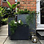 Set of 2 IDEALIST Contemporary Trough Garden Planters, Black Light Concrete Outdoor Large Plant Pots H40 L50 W20 cm, 40L