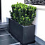 Set of 2 IDEALIST Contemporary Trough Garden Planters, Faux Lead Dark Grey Light Outdoor Pots H37.5 L80 W37 cm, 111L