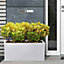 Set of 2 IDEALIST Contemporary Trough Garden Planters, White Light Concrete Outdoor Large Plant Pots H30 L65 W19 cm, 37L