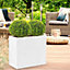 Set of 2 IDEALIST Contemporary Trough Garden Planters, White Light Concrete Outdoor Large Plant Pots H40 L50 W20 cm, 40L