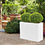 Set of 2 IDEALIST Contemporary Trough Garden Planters, White Light Concrete Outdoor Large Plant Pots H40 L50 W20 cm, 40L