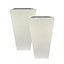 Set of 2 IDEALIST Contemporary White Light Concrete Garden Tall Planters, Outdoor Pots with Tapered Shape H65 L32 W32 cm, 67L