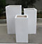Set of 2 IDEALIST Contemporary White Light Concrete Garden Tall Square Planters, Outdoor Plant Pots H60 L27 W27 cm, 44L