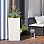 Set of 2 IDEALIST Contemporary White Light Concrete Garden Tall Square Planters, Outdoor Plant Pots H70 L33 W33 cm, 79L