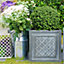 Set of 2 IDEALIST Faux Lead Lattice Flower Box Square Garden Planters, Grey Outdoor Large Pots W45 H45 L45 cm, 72L