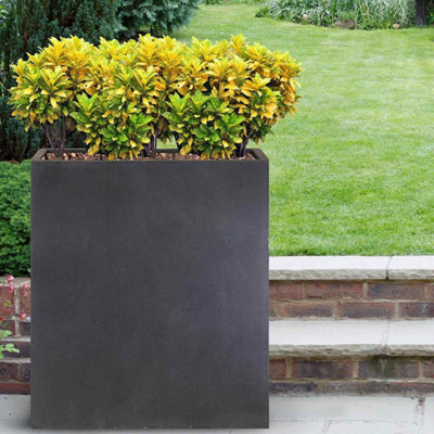 Set of 2 IDEALIST Narrow Contemporary Trough Garden Planters, Dark Grey Light Outdoor Pots H92.5 L80.5 W30.5 cm, 227L