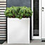 Set of 2 IDEALIST Narrow Contemporary Trough Garden Planters, White Light Concrete Outdoor Large Pots H72 L60.5 W22.5 cm, 98L