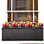 Set of 2 IDEALIST Vertical Ribbed Window Flower Box Garden Planters, Faux Lead Dark Grey Outdoor Pots H23 L70 W23 cm, 37L