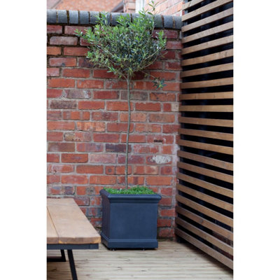 Set of 2 IDEALIST Victorian Flower Box Square Garden Planters, Black Light Stone Outdoor Large Pots W55 H55 L55 cm, 166.4L