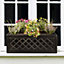 Set of 2 IDEALIST Window Flower Box Garden Planters, Dark Grey Light Stone Outdoor Plant Pots W22 H22 L60 cm, 29L