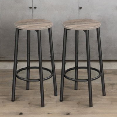 Set of Industrial Bar Stools Greige