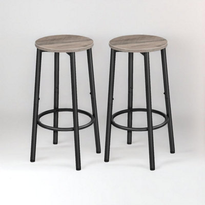 Set of Industrial Bar Stools Greige