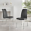 Set of 2 Isco Black High Back Deep Foam Padded Soft Touch Stitched Faux Leaher Chrome Metal Leg Dining Chairs