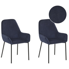 Set of 2 Jumbo Cord Dining Chairs Blue LOVERNA