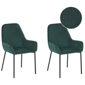 Set of 2 Jumbo Cord Dining Chairs Green LOVERNA