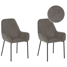 Set of 2 Jumbo Cord Dining Chairs Grey LOVERNA