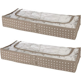 Set of 2 Jumbo Under Bed Storage Bags for Bedding, Clothing, Shoes - 107 x 46 x 16cm