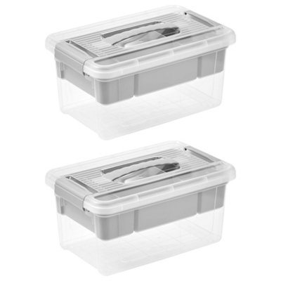 Set of 2 Keeeper Henry Organiser Box 5 Litre - Clear