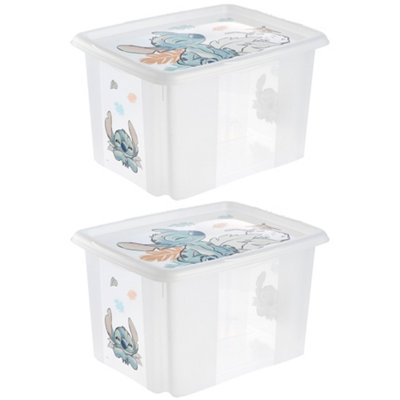 Set of 2 Keeeper Stitch Turning Stacking Box 30L with Lid - Clear