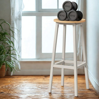 Set of 2 Kitchen Counter Height Breakfast Bar Stools Oak