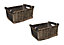 SET OF 2 Kitchen Log Fireplace Wicker Storage Basket With Handles Xmas Empty Hamper Basket Oak,Set of 2 Small 31 x 25 x 16 cm